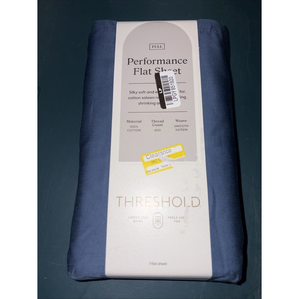 Full 400 Thread‎ Count Performance Flat Sheet Metallic Blue - Threshold: Cotton